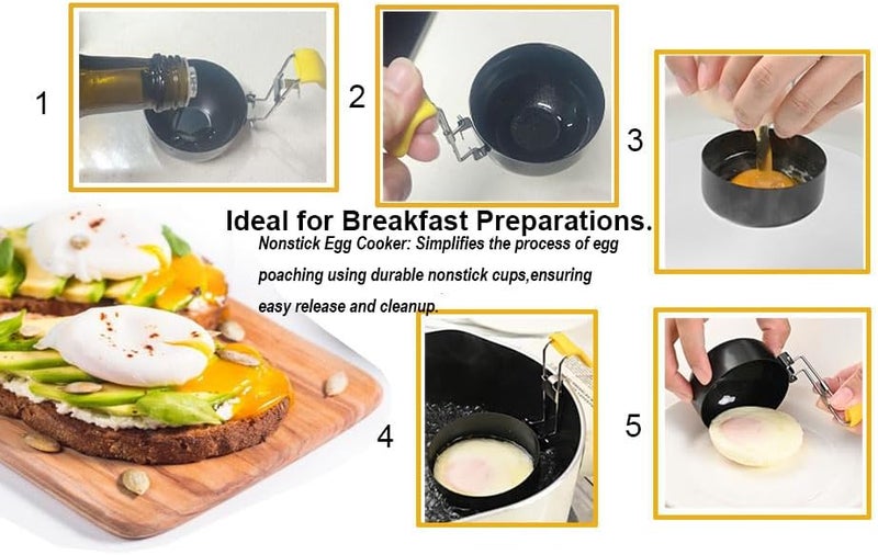 halteoly Egg Poacher-,poached egg maker poached egg cooker eggs poachers,Egg Poachers Nonstick best rated,2 Pack with Brush - Image 2